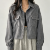 Custom Women's Corduroy Embroidered Oversized Trucker Jacket Grey Custom Women's Corduroy Embroidered Oversized Trucker Jacket Grey