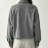 Custom Women's Corduroy Embroidered Oversized Trucker Jacket Grey - view 2 Custom Women's Corduroy Embroidered Oversized Trucker Jacket Grey - view 2