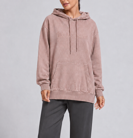 Custom Women's 400 GSM French Terry Embroidered Oversized Pullover Hoodie Dusty Pink Custom Women's 400 GSM French Terry Embroidered Oversized Pullover Hoodie Dusty Pink