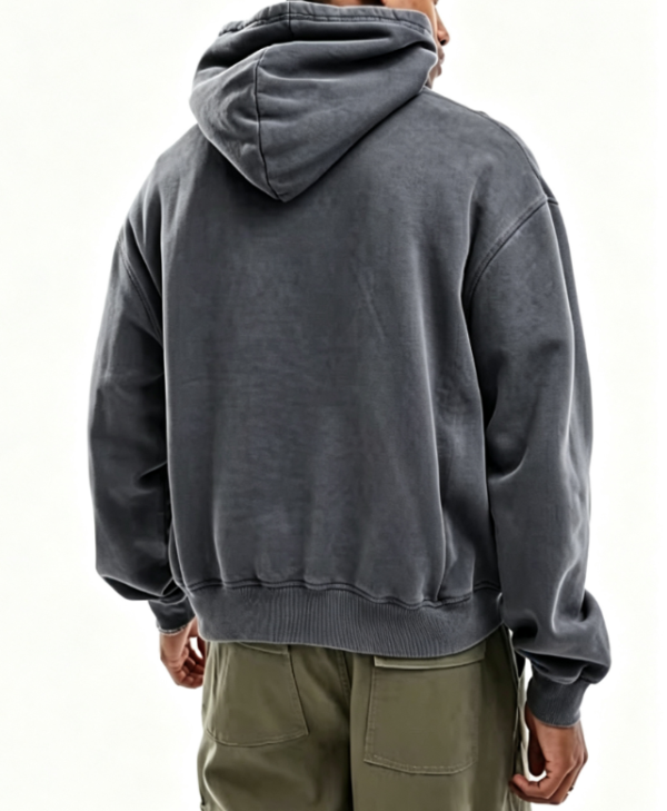 Custom Men's Performance Poly Embroidered Cropped Pullover Hoodie Slate Grey - view 2