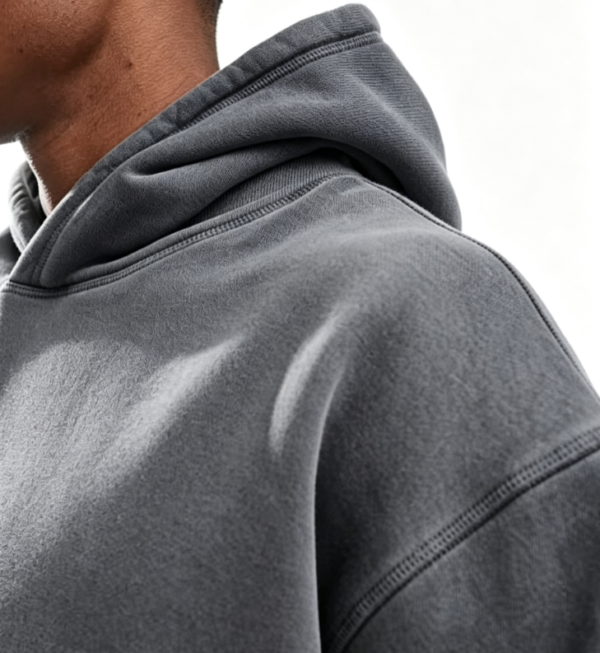 Custom Men's Performance Poly Embroidered Cropped Pullover Hoodie Slate Grey - view 3