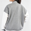 Custom Women's Fleece Embroidered Oversized Varsity Jacket Heather Grey - view 2 Custom Women's Fleece Embroidered Oversized Varsity Jacket Heather Grey - view 2
