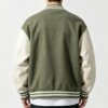 Custom Men's Fleece Embroidered Oversized Varsity Jacket Olive - view 2