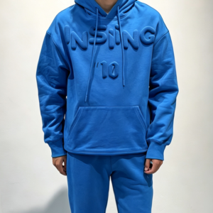 Custom Men's Fleece Heavyweight Blue Hoodie