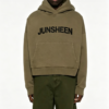 Custom Men's 400 GSM French Terry Screen Printed Cropped Pullover Hoodie Olive Custom Men's 400 GSM French Terry Screen Printed Cropped Pullover Hoodie Olive