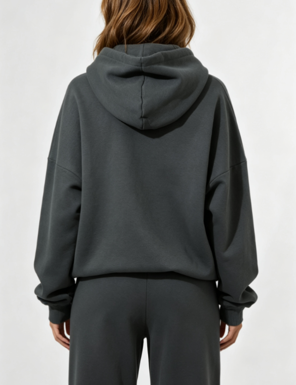 Custom Women's 400 GSM French Terry Puff Print Oversized Pullover Hoodie Charcoal - view 2 Custom Women's 400 GSM French Terry Puff Print Oversized Pullover Hoodie Charcoal - view 2
