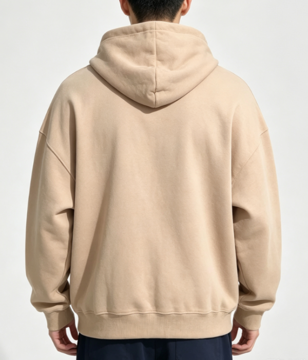 Custom Men's 400 GSM French Terry Puff Print Oversized Pullover Hoodie Khaki - view 2 Custom Men's 400 GSM French Terry Puff Print Oversized Pullover Hoodie Khaki - view 2