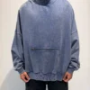 Custom Men's Fleece Washed Washed Blue Pullover
