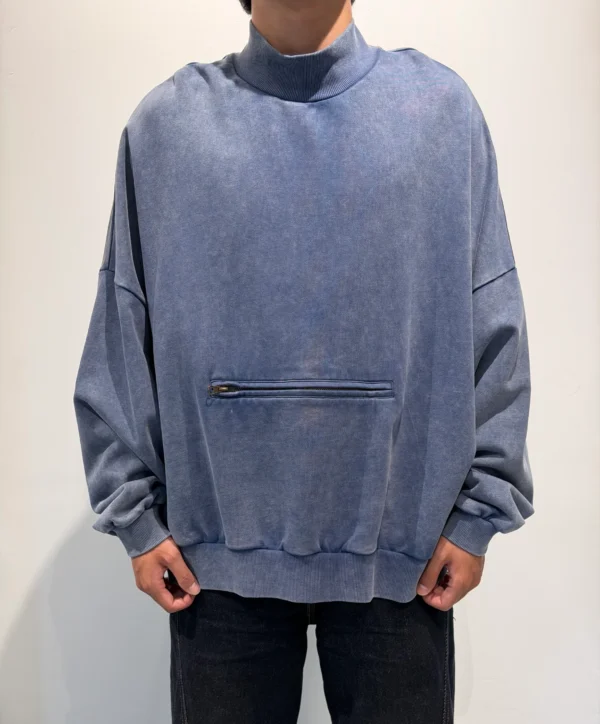 Custom Men's Fleece Washed Washed Blue Pullover