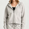 Custom Women's 400 GSM French Terry Logo Cropped Zip-Up Hoodie Heather Grey