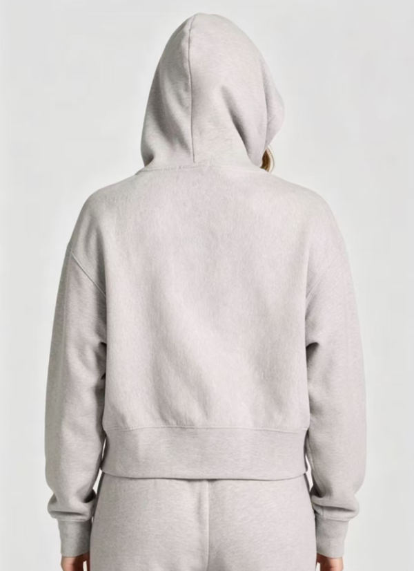 Custom Women's 400 GSM French Terry Logo Cropped Zip-Up Hoodie Heather Grey - view 2