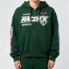Custom Men's 400 GSM French Terry Graphic Longline Zip-Up Hoodie Forest Green Custom Men's 400 GSM French Terry Graphic Longline Zip-Up Hoodie Forest Green