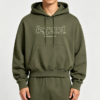 Custom Men's Performance Poly Graphic Cropped Pullover Hoodie Army Green