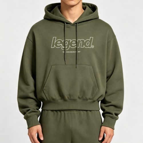 Custom Men's Performance Poly Graphic Cropped Pullover Hoodie Army Green Custom Men's Performance Poly Graphic Cropped Pullover Hoodie Army Green
