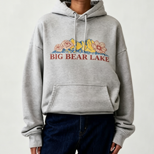 Custom Women's 400 GSM French Terry Graphic Oversized Pullover Hoodie Heather Grey