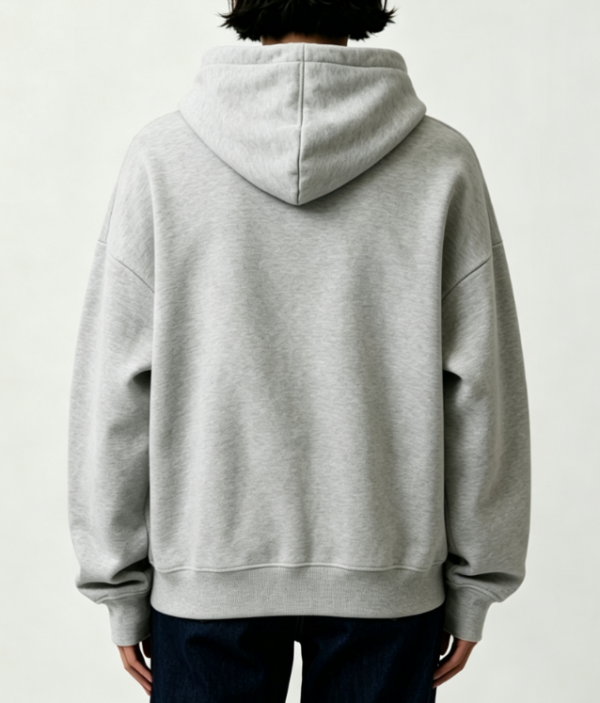Custom Women's 400 GSM French Terry Graphic Oversized Pullover Hoodie Heather Grey - view 2 Custom Women's 400 GSM French Terry Graphic Oversized Pullover Hoodie Heather Grey - view 2