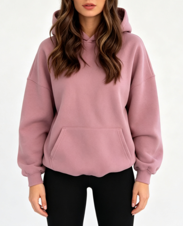 Custom Women's 500 GSM Heavyweight Printed Oversized Pullover Hoodie Dusty Pink