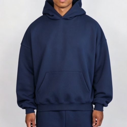 Custom Men's 500 GSM Heavyweight Streetwear Oversized Pullover Hoodie Navy Custom Men's 500 GSM Heavyweight Streetwear Oversized Pullover Hoodie Navy