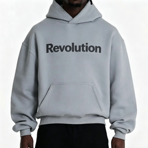 Custom Men's 500 GSM Heavyweight Screen Printed Cropped Pullover Hoodie Slate Grey Custom Men's 500 GSM Heavyweight Screen Printed Cropped Pullover Hoodie Slate Grey