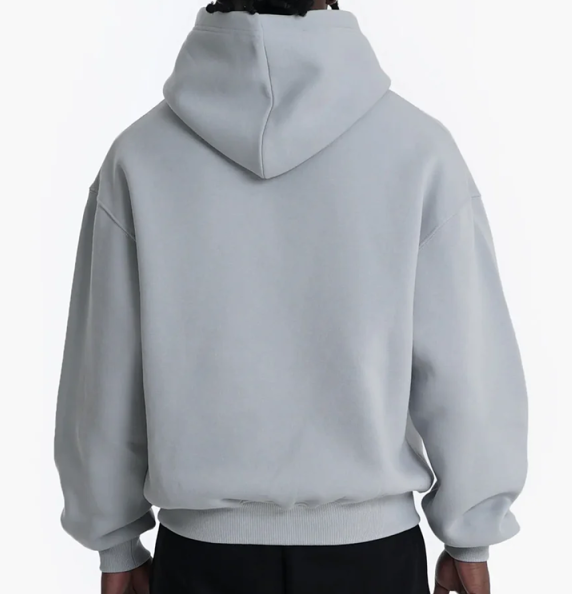 Custom Men's 500 GSM Heavyweight Screen Printed Cropped Pullover Hoodie Slate Grey - view 2 Custom Men's 500 GSM Heavyweight Screen Printed Cropped Pullover Hoodie Slate Grey - view 2