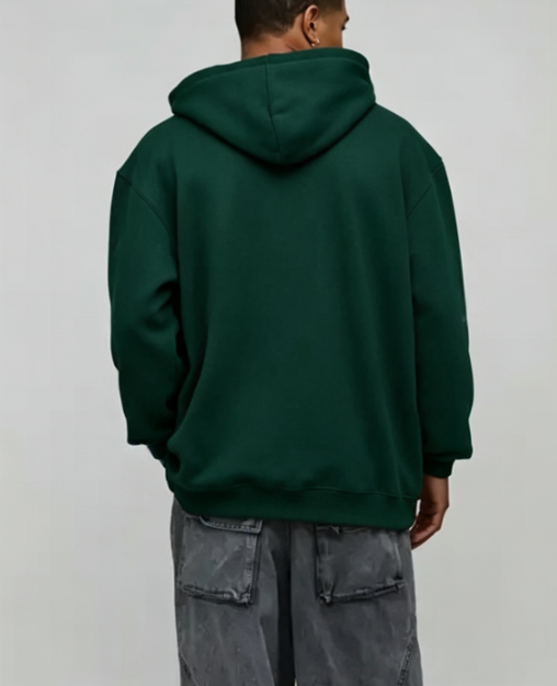 Custom Men's 500 GSM Heavyweight Puff Print Oversized Pullover Hoodie Forest Green - view 2 Custom Men's 500 GSM Heavyweight Puff Print Oversized Pullover Hoodie Forest Green - view 2