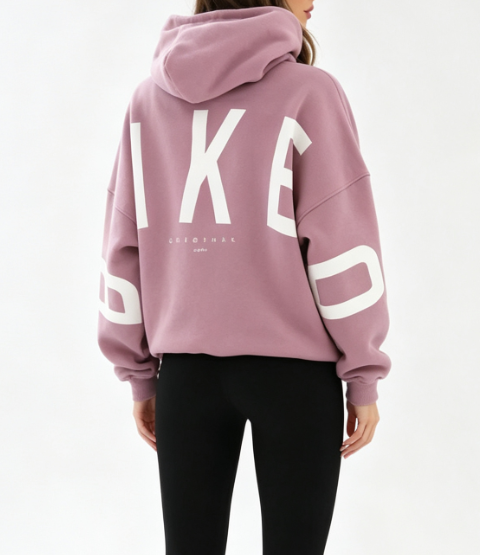 Custom Women's 500 GSM Heavyweight Printed Oversized Pullover Hoodie Dusty Pink - view 2