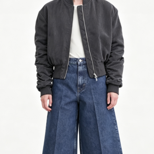 Custom Women's Corduroy Oversized Bomber Jacket Charcoal Custom Women's Corduroy Oversized Bomber Jacket Charcoal