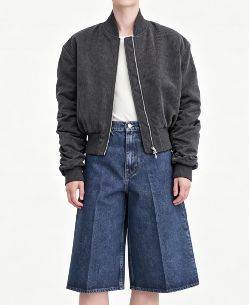Custom Women's Corduroy Oversized Bomber Jacket Charcoal Custom Women's Corduroy Oversized Bomber Jacket Charcoal