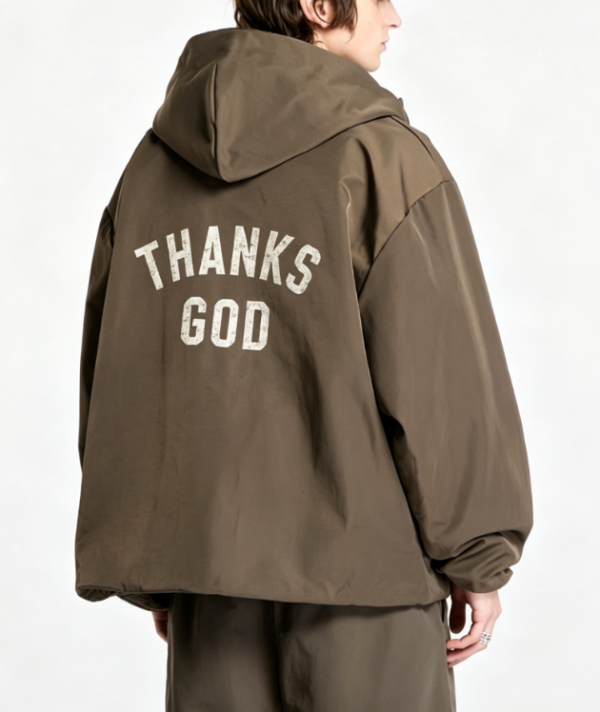 Custom Men's Nylon Oversized Coach Jacket Chocolate Brown - view 2 Custom Men's Nylon Oversized Coach Jacket Chocolate Brown - view 2