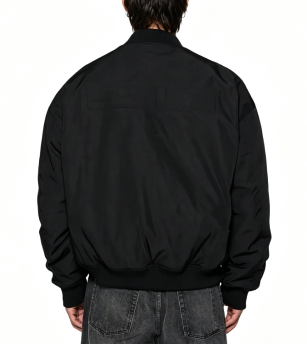 Custom Men's Nylon Oversized Bomber Jacket Black - view 2 Custom Men's Nylon Oversized Bomber Jacket Black - view 2