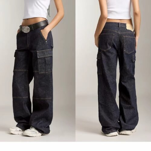 Custom Women's Organic Cotton Wide-Leg Blue Jeans