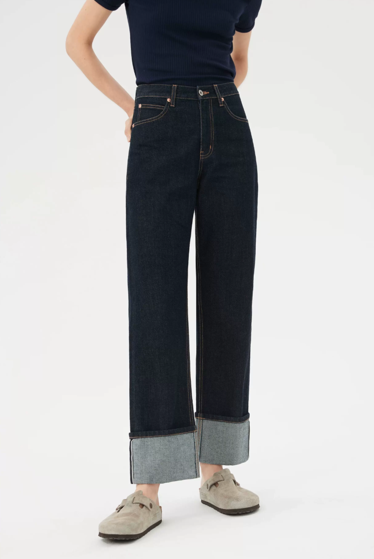 Custom Women's Selvedge Denim Wide-Leg Jeans - view 3