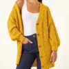 Custom Women's Lambswool Cable-Knit Oversized Button-Up Cardigan Mustard Custom Women's Lambswool Cable-Knit Oversized Button-Up Cardigan Mustard