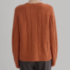 Custom Women's Lambswool Cable-Knit Oversized Button-Up Cardigan Rust - view 2