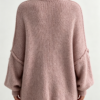 Custom Women's Lambswool Cable-Knit Oversized Button-Up Cardigan Dusty Pink - view 2