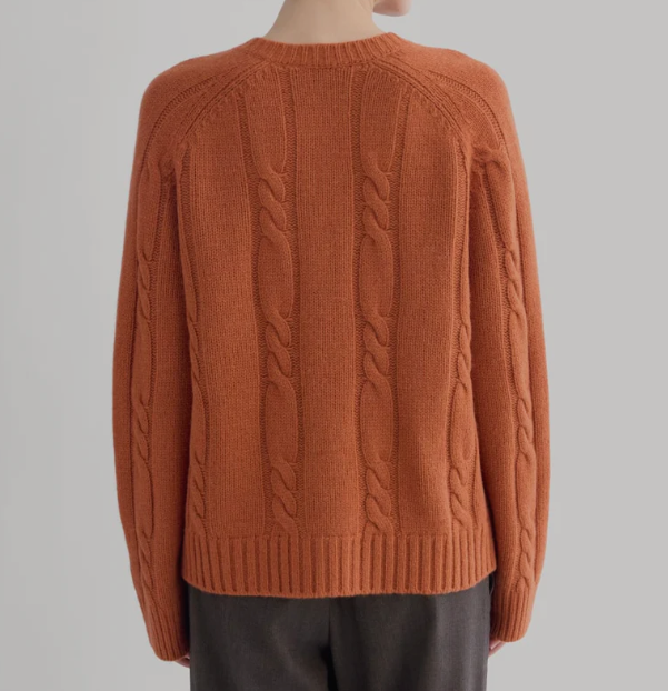 Custom Women's Lambswool Cable-Knit Oversized Button-Up Cardigan Rust - view 2