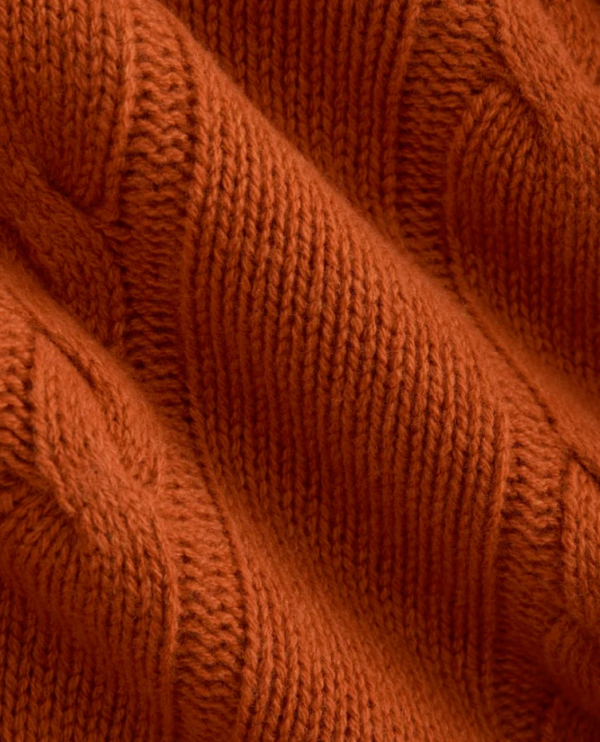 Custom Women's Lambswool Cable-Knit Oversized Button-Up Cardigan Rust - view 3