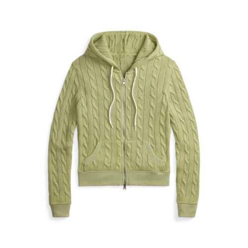 Custom Women's Lambswool Cable-Knit Oversized Mustard Cardigan - Style 482F47