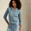Custom Women's Lambswool Cable-Knit Oversized Mustard Cardigan - Style 482F47 - view 3 Custom Women's Lambswool Cable-Knit Oversized Mustard Cardigan - Style 482F47 - view 3