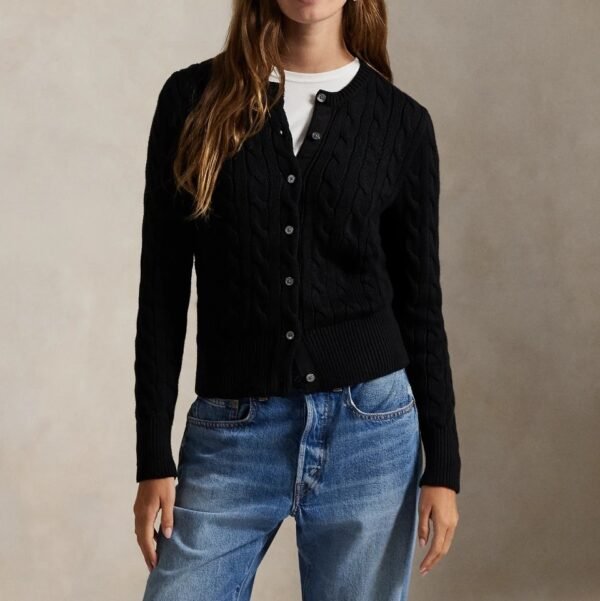 Custom Women's Lambswool Cable-Knit Oversized Rust Cardigan - Style 6B565D - view 3 Custom Women's Lambswool Cable-Knit Oversized Rust Cardigan - Style 6B565D - view 3