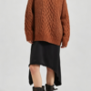 Custom Women's Lambswool Cable-Knit Oversized Crew Neck Sweater Rust Custom Women's Lambswool Cable-Knit Oversized Crew Neck Sweater Rust