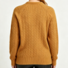 Custom Women's Lambswool Cable-Knit Oversized Crew Neck Sweater Mustard - view 2