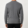 Custom Men's Lambswool Cable-Knit Longline V Neck Sweater Slate Grey - view 2