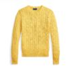 Custom Women's Lambswool Cable-Knit Oversized Mustard Sweater - Style 7D113E - view 3 Custom Women's Lambswool Cable-Knit Oversized Mustard Sweater - Style 7D113E - view 3