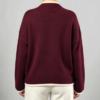 Custom Women's Lambswool Jacquard Oversized Crew Neck Sweater Burgundy - view 2