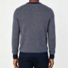 Custom Men's Lambswool Jacquard Longline V Neck Sweater Navy - view 2 Custom Men's Lambswool Jacquard Longline V Neck Sweater Navy - view 2