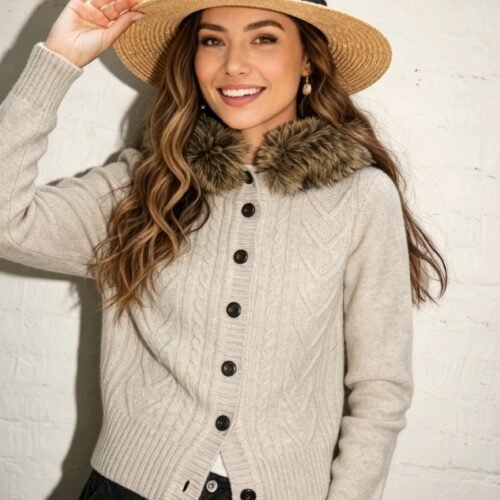 Custom Women's Lambswool Ribbed Oversized Charcoal Cardigan - Style E1CC8C Custom Women's Lambswool Ribbed Oversized Charcoal Cardigan - Style E1CC8C