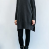 Custom Women's Lambswool Ribbed Oversized Turtleneck Sweater Dress Charcoal