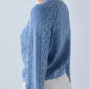 Custom Women's Merino Wool Cable-Knit Cropped Washed Blue Cardigan - Style 061412 - view 3