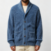 Custom Men's Merino Wool Cable-Knit Oversized Button-Up Cardigan Washed Blue Custom Men's Merino Wool Cable-Knit Oversized Button-Up Cardigan Washed Blue